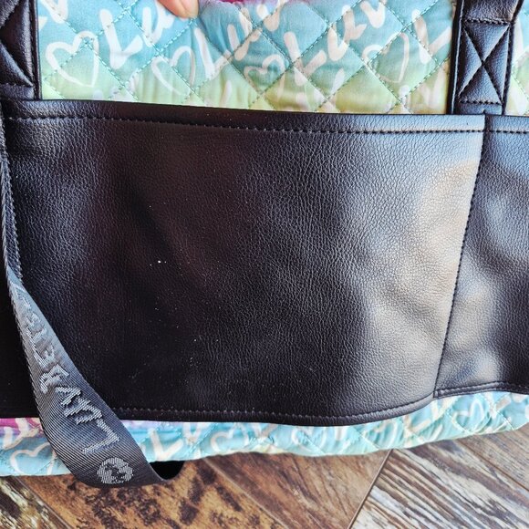 NWoT Luv Betsey Johnson Hearts Tie-Dye Graffiti Rainbow Weekender Duffel - Picture 7 of 16